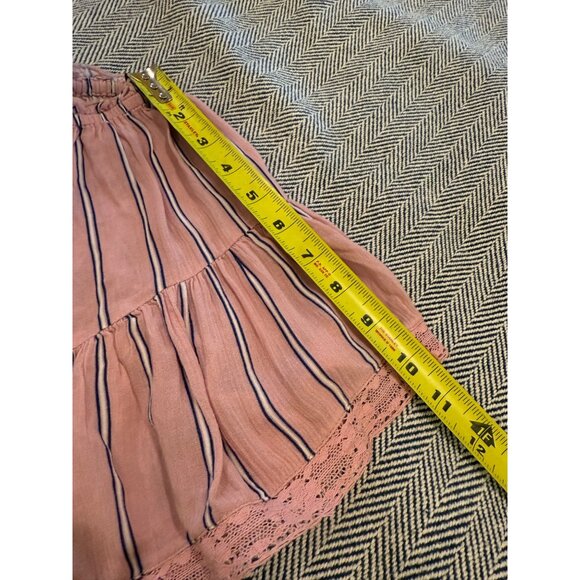 NWT American Eagle Off-The-Shoulder Pink Striped Blouse W/ Lace Details - M - Picture 10 of 11